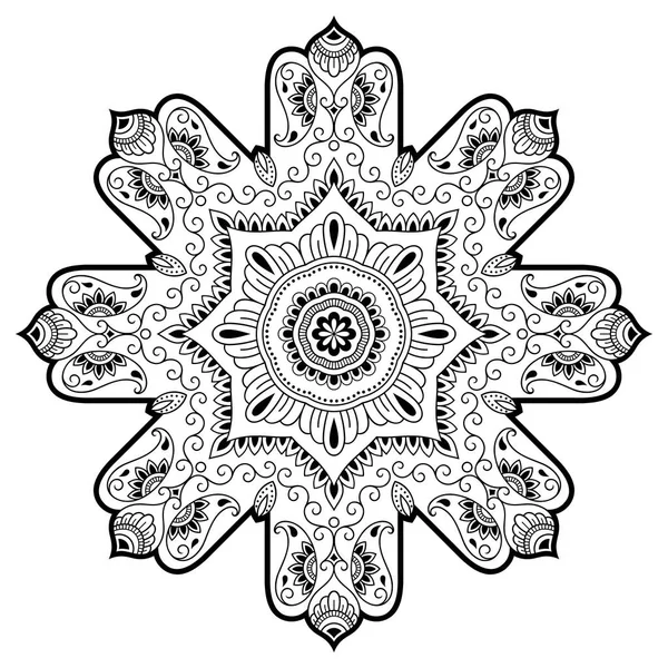 Vector henna tatoo mandala. Mehndi style.Decorative pattern in oriental style. Coloring book page. — Stock Vector