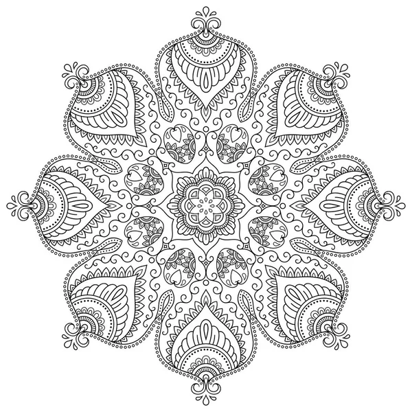 Vector henna tatoo mandala. Estilo Mehndi. Patrón decorativo en estilo oriental. Libro para colorear página . — Archivo Imágenes Vectoriales