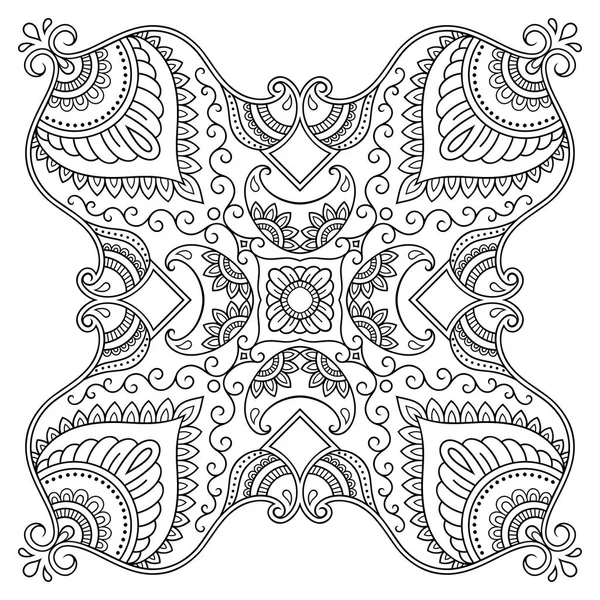 Mandala tatoo all'hennè vettoriale. Stile Mehndi.Modello decorativo in stile orientale. Libro da colorare pagina . — Vettoriale Stock