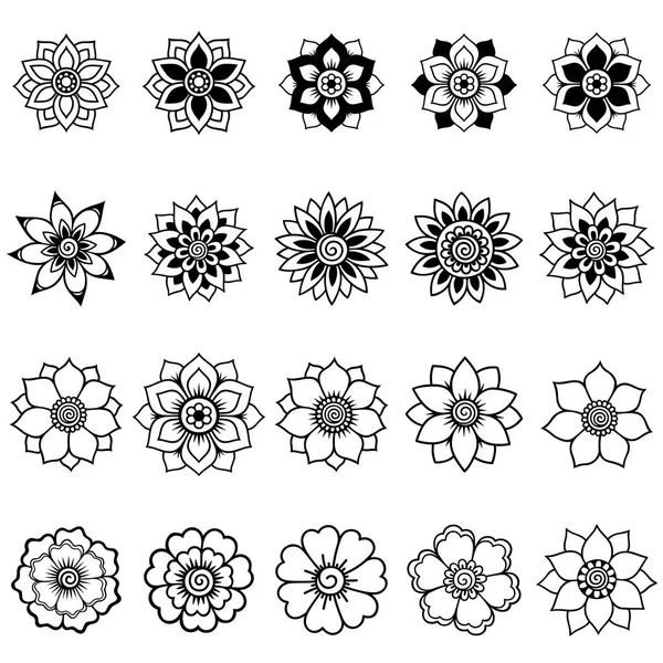Kına dövme çiçek şablon. Mehndi tarzı. Oryantal tarzı süs desenleri.