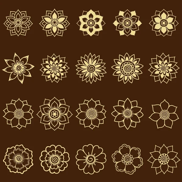 Kına dövme çiçek şablon. Mehndi tarzı. Oryantal tarzı süs desenleri.