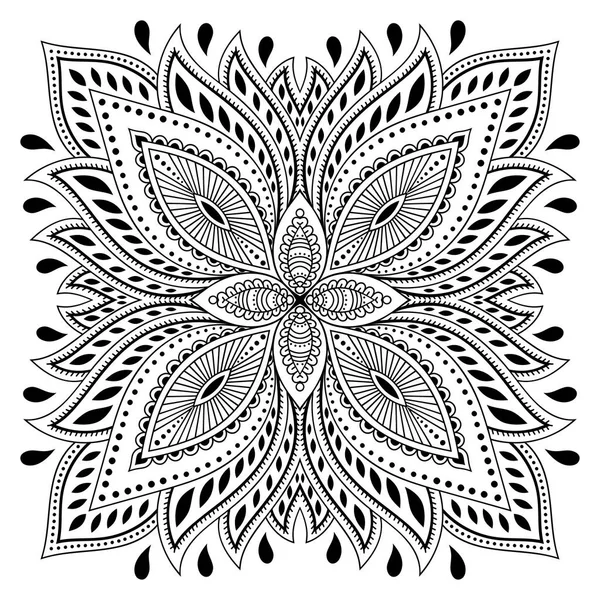 Vector henna tatoo mandala. Estilo Mehndi. Patrón decorativo en estilo oriental. Libro para colorear página . — Vector de stock