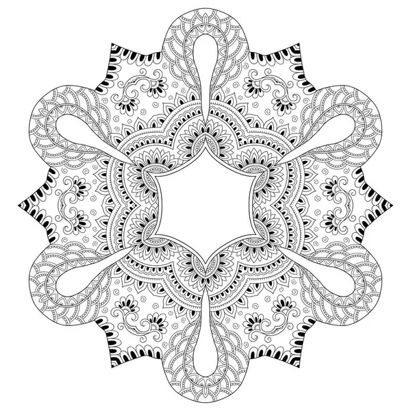 Vektor henna tetoválás mandala. Mehndi stílus. Dekoratív minta keleti stílusú. Színezés könyv oldal. — Stock Vector