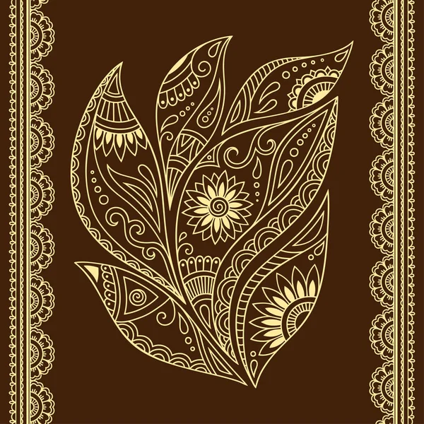 Conjunto de bordas sem costura para design e aplicação de henna. Pulseira para tatuagem ou padrão de hena. Estilo Mehndi . — Vetor de Stock