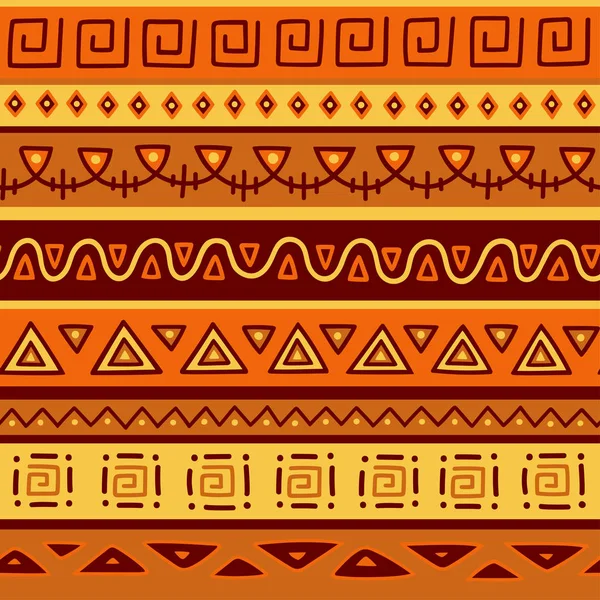 Modèle de couleur sans couture dans un style ethnique. Élément ornemental Thème africain. Ensemble de bordure tribale décorative vintage sans couture. Modèle africain traditionnel fond avec des éléments tribaux forme . — Image vectorielle