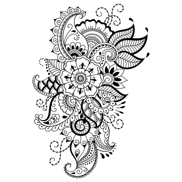 Plantilla de flor de tatuaje de henna. Estilo Mehndi. Conjunto de patrones ornamentales en el estilo oriental . — Vector de stock