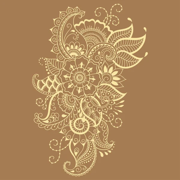 Plantilla de flor de tatuaje de henna. Estilo Mehndi. Conjunto de patrones ornamentales en el estilo oriental . — Vector de stock