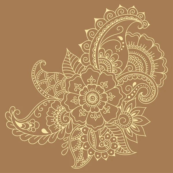 Henna tattoo flower template. Mehndi style. Set of ornamental patterns in the oriental style. — Stock Vector