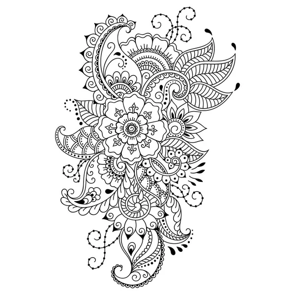 Modelo de flor de tatuagem Henna. Estilo Mehndi. Conjunto de padrões ornamentais no estilo oriental . — Vetor de Stock