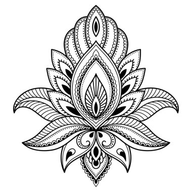 Hint tarzı kına dövme çiçek şablonu. Etnik çiçek paisley - Lotus. Mehndi stili.