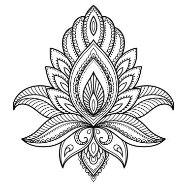 Hint tarzı kına dövme çiçek şablonu. Etnik çiçek paisley - Lotus. Mehndi stili.
