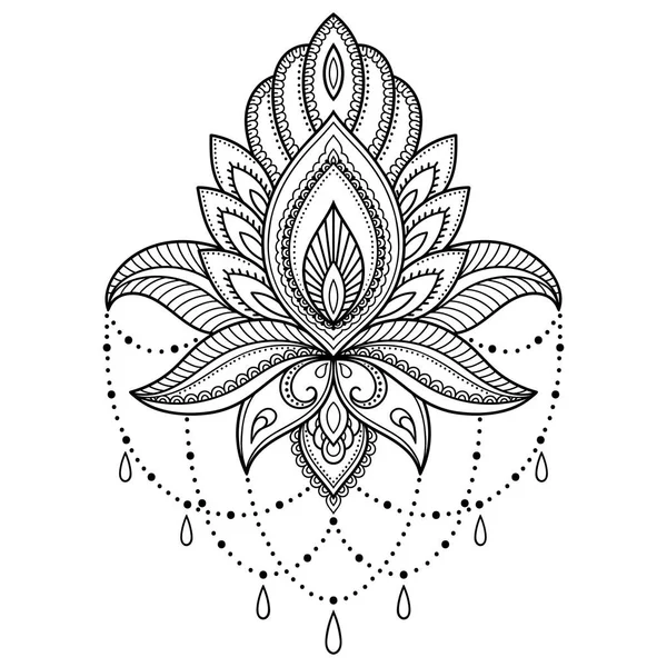 Hint tarzı kına dövme çiçek şablonu. Etnik çiçek paisley - Lotus. Mehndi stili. — Stok Vektör