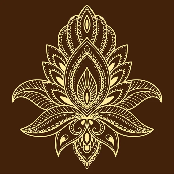 インド風のヘナタトゥー花テンプレート。エスニック花柄ペイズリー - ロータス。一時的な刺青スタイル. — ストックベクタ