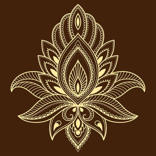 Plantilla de flores de tatuaje de henna en estilo indio. Paisaje floral étnico - Loto. Estilo Mehndi . — Vector de stock