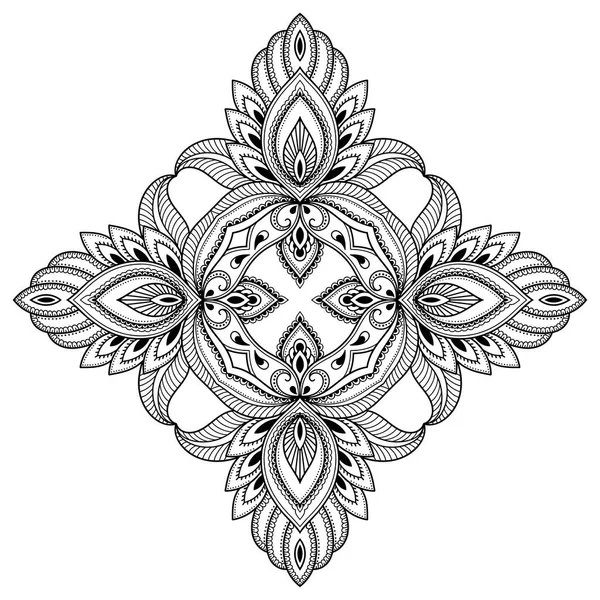 Tatoo mandala de henna. Estilo Mehndi. Patrón decorativo en estilo oriental. Libro para colorear página . — Vector de stock