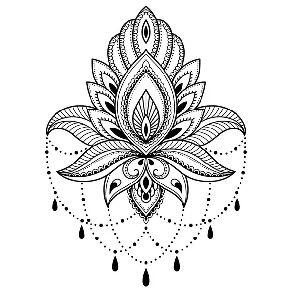 Henna tattoo flower template in Indian style. Ethnic floral paisley - Lotus. Mehndi style. — Stock Vector