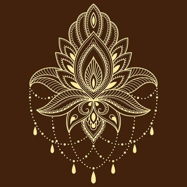 Modello di fiore di hennè tatuaggio in stile indiano. Paisley floreale etnico - Lotus. Stile Mehndi . — Vettoriale Stock