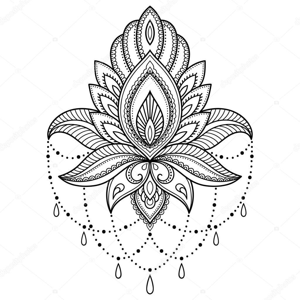 Henna-Tattoo Blume Vorlage im indischen Stil. Ethnische ...