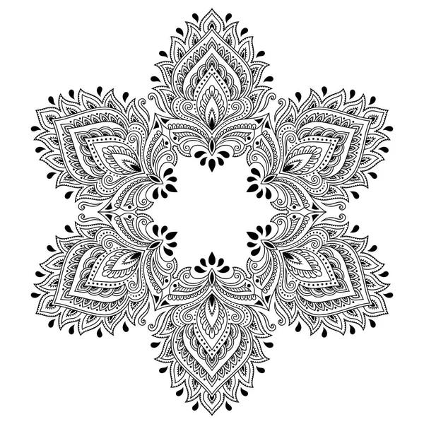 Henna Tattoo mandala. Mehndi stijl. Decoratief patroon in oosterse stijl. Boek kleurplaat. — Stockvector