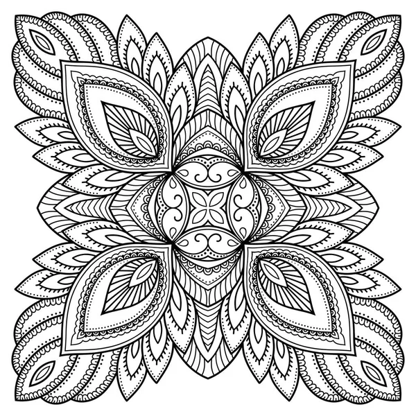 Tatoo mandala de henna. Estilo Mehndi. Patrón decorativo en estilo oriental. Libro para colorear página . — Vector de stock