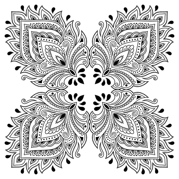 Tatoo mandala de henna. Estilo Mehndi. Patrón decorativo en estilo oriental. Libro para colorear página . — Vector de stock