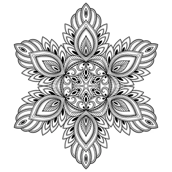 Tatoo mandala de henna. Estilo Mehndi. Patrón decorativo en estilo oriental. Libro para colorear página . — Archivo Imágenes Vectoriales
