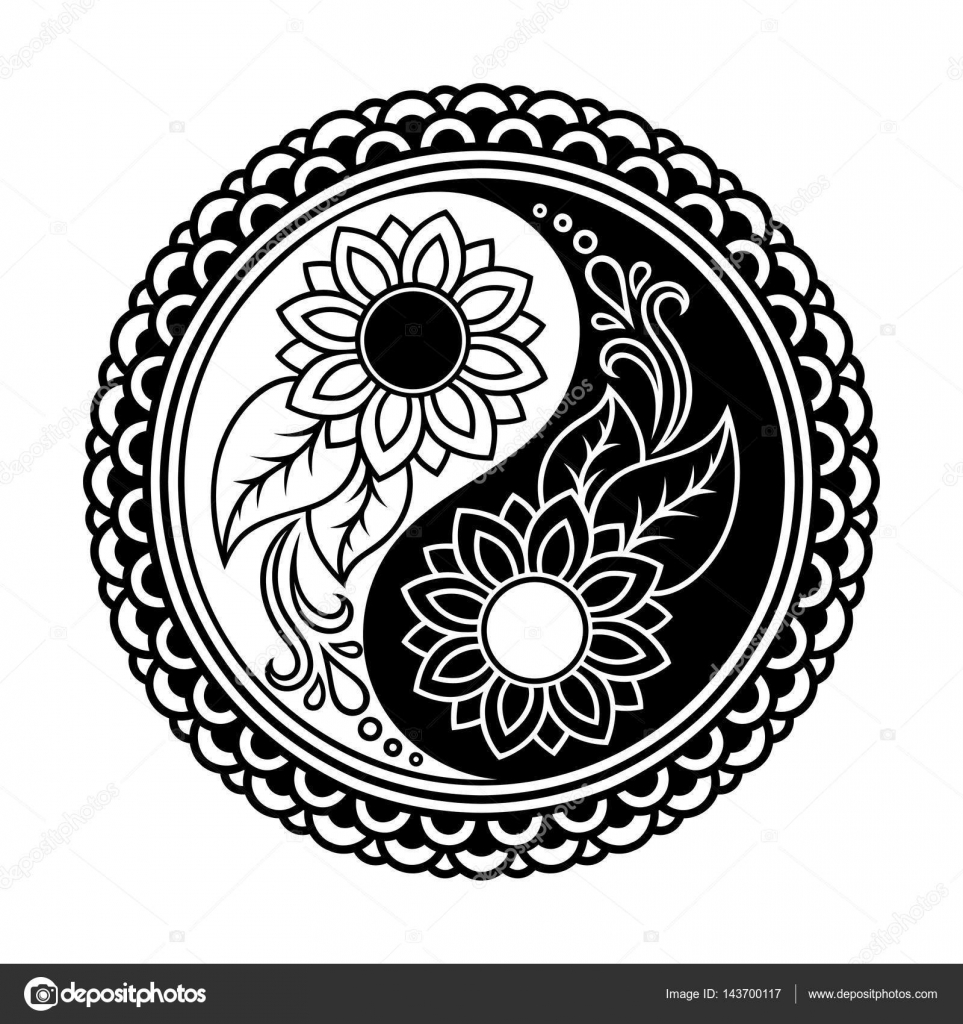 Download Vector henna tatoo mandala.Yin-yang decorative symbol ...