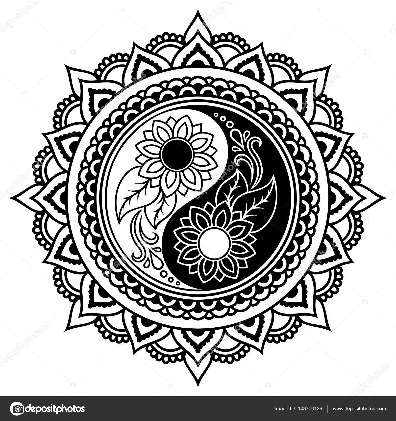 Download Vector henna tatoo mandala.Yin-yang decorative symbol ...