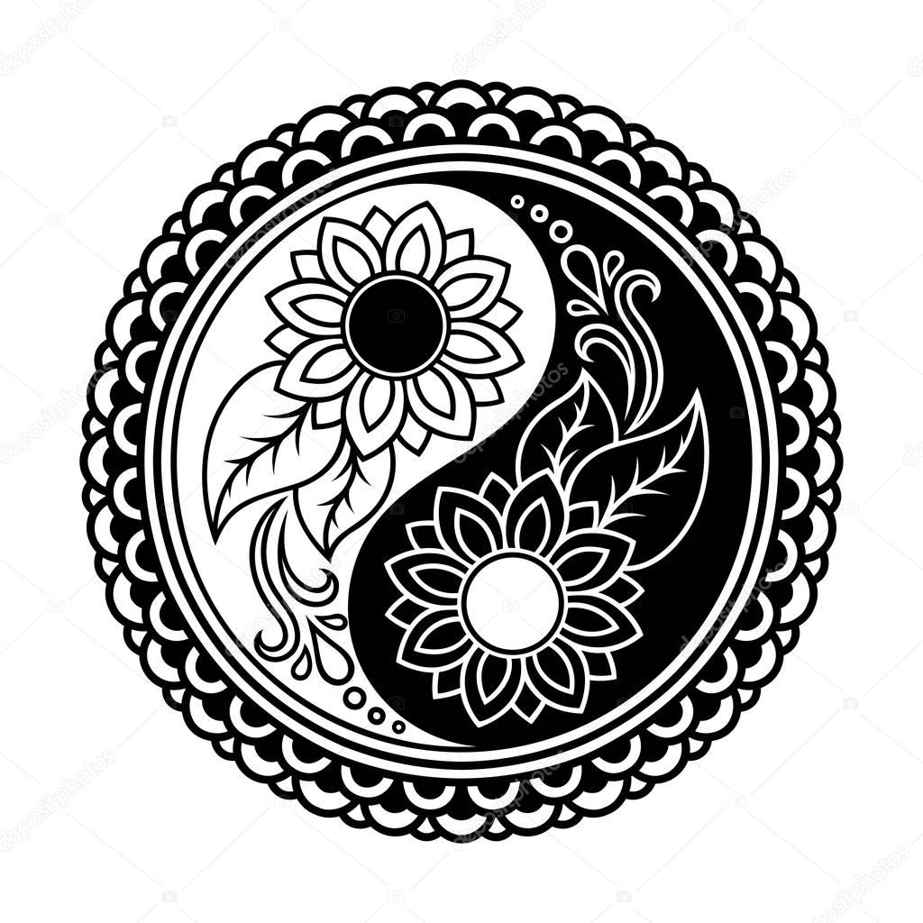 Download Vector henna tattoo mandala. Yin-yang decoratieve symbool ...