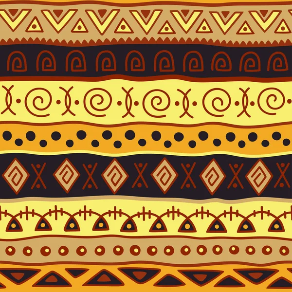 Padrão de cor sem costura em estilo étnico. Elemento ornamental tema africano. Conjunto de borda tribal decorativa vintage sem costura. Padrão tradicional Africano fundo com forma de elementos tribais . — Vetor de Stock