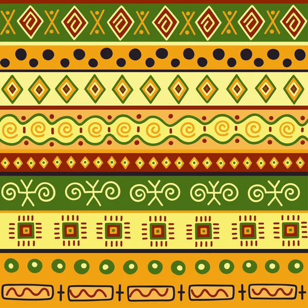 Padrão de cor sem costura em estilo étnico. Elemento ornamental tema africano. Conjunto de borda tribal decorativa vintage sem costura. Padrão tradicional Africano fundo com forma de elementos tribais . —  Vetores de Stock