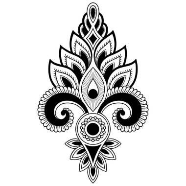 Hint tarzı kına dövme çiçek şablonu. Etnik çiçek paisley - Lotus. Mehndi tarzı. Oryantal tarzda dekoratif desen.