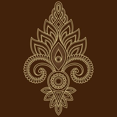 Hint tarzı kına dövme çiçek şablonu. Etnik çiçek paisley - Lotus. Mehndi tarzı. Oryantal tarzda dekoratif desen.