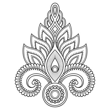 Hint tarzı kına dövme çiçek şablonu. Etnik çiçek paisley - Lotus. Mehndi tarzı. Oryantal tarzda dekoratif desen.
