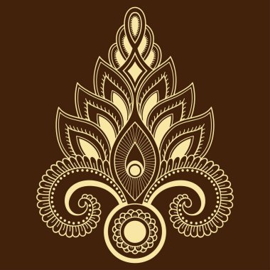 Hint tarzı kına dövme çiçek şablonu. Etnik çiçek paisley - Lotus. Mehndi tarzı. Oryantal tarzda dekoratif desen.