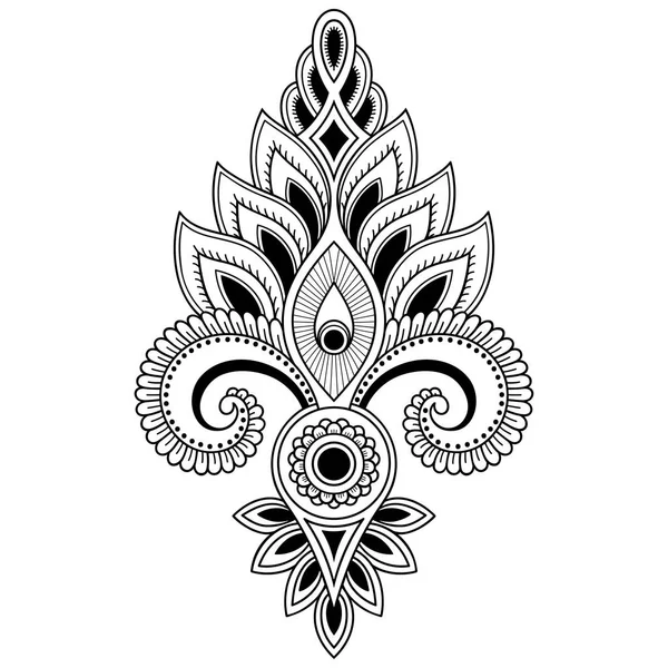 Шаблон цветка татуировки Henna в индийском стиле. Этнический цветочный пирог - Лотос. Стиль Мехнди. Декоративный узор в восточном стиле . — стоковый вектор