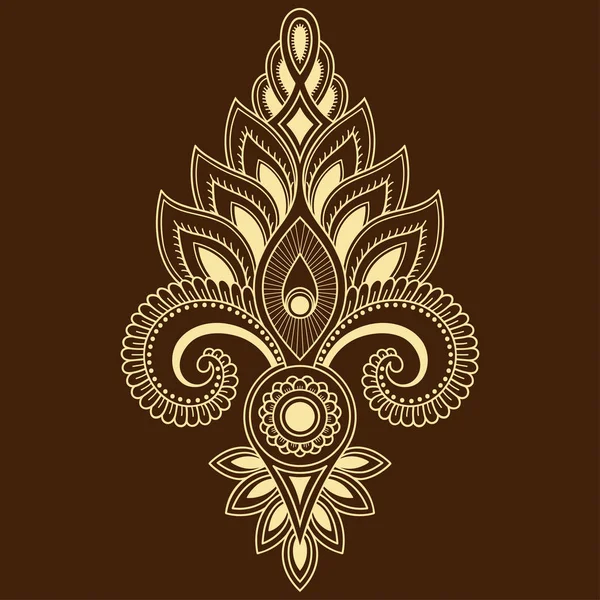 インド風のヘナタトゥー花テンプレート。エスニック花柄ペイズリー - ロータス。一時的な刺青スタイル。オリエンタル スタイルで装飾的なパターン. — ストックベクタ