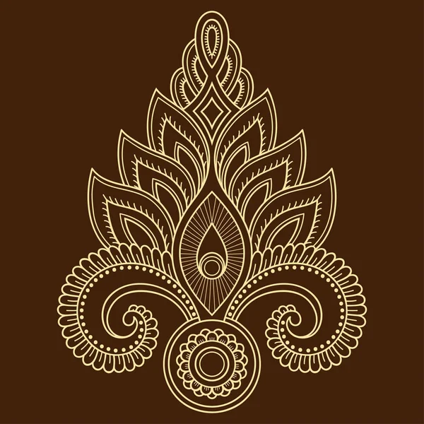 Modelo de flor de tatuagem de hena em estilo indiano. Paisley floral étnico - Lotus. Estilo Mehndi. Padrão ornamental no estilo oriental . —  Vetores de Stock