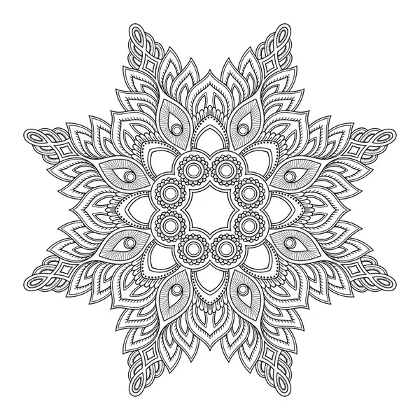 Tatoo mandala de henna. Estilo Mehndi. Patrón decorativo en estilo oriental. Libro para colorear página . — Vector de stock