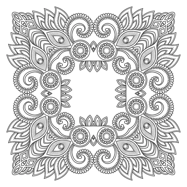 Henna Tattoo mandala. Mehndi stijl. Decoratief patroon in oosterse stijl. Boek kleurplaat. — Stockvector