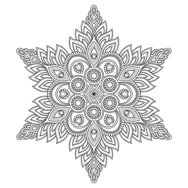 Tatoo mandala de henna. Estilo Mehndi. Patrón decorativo en estilo oriental. Libro para colorear página . — Archivo Imágenes Vectoriales