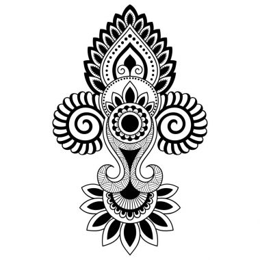 Hint tarzı kına dövme çiçek şablonu. Etnik çiçek paisley - Lotus. Mehndi tarzı. Oryantal tarzda dekoratif desen.
