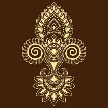Hint tarzı kına dövme çiçek şablonu. Etnik çiçek paisley - Lotus. Mehndi tarzı. Oryantal tarzda dekoratif desen.