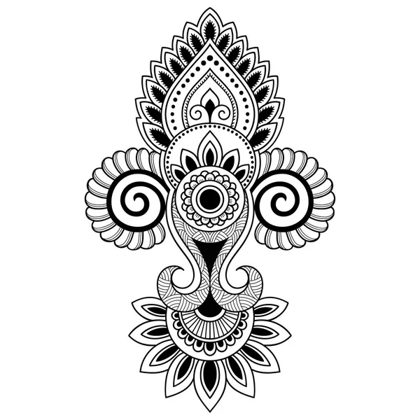 Plantilla de flores de tatuaje de henna en estilo indio. Paisaje floral étnico - Loto. Estilo Mehndi. Patrón ornamental en el estilo oriental . — Archivo Imágenes Vectoriales