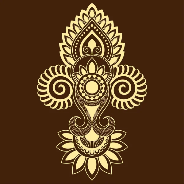 Modelo de flor de tatuagem de hena em estilo indiano. Paisley floral étnico - Lotus. Estilo Mehndi. Padrão ornamental no estilo oriental . —  Vetores de Stock