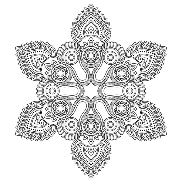 Tatoo mandala de henna. Estilo Mehndi. Patrón decorativo en estilo oriental. Libro para colorear página . — Vector de stock