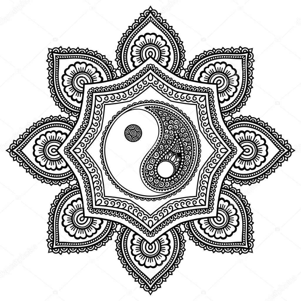 Download Vector henna tatoo mandala. Yin-yang decorative symbol ...