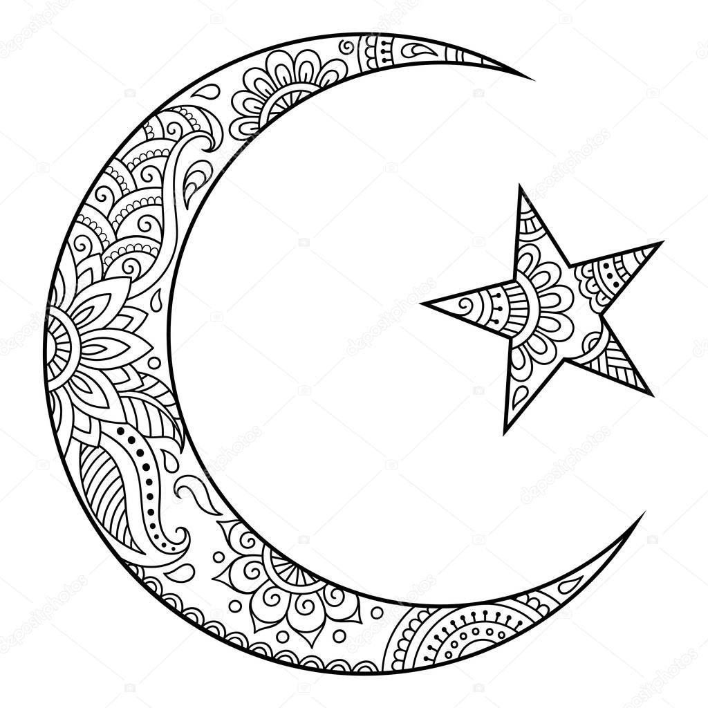 Religiöse islamische Symbol für den Stern und der Halbmond. Dekorative