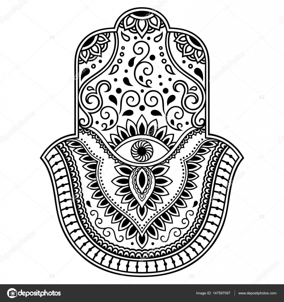 Vector hamsa hand drawn symbol. Decorative pattern in oriental style ...
