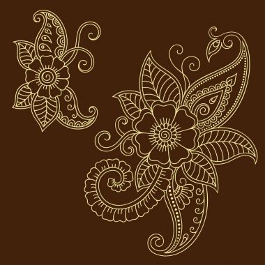 Kına dövme çiçek şablon. Mehndi tarzı. Oryantal tarzı süs desenleri.